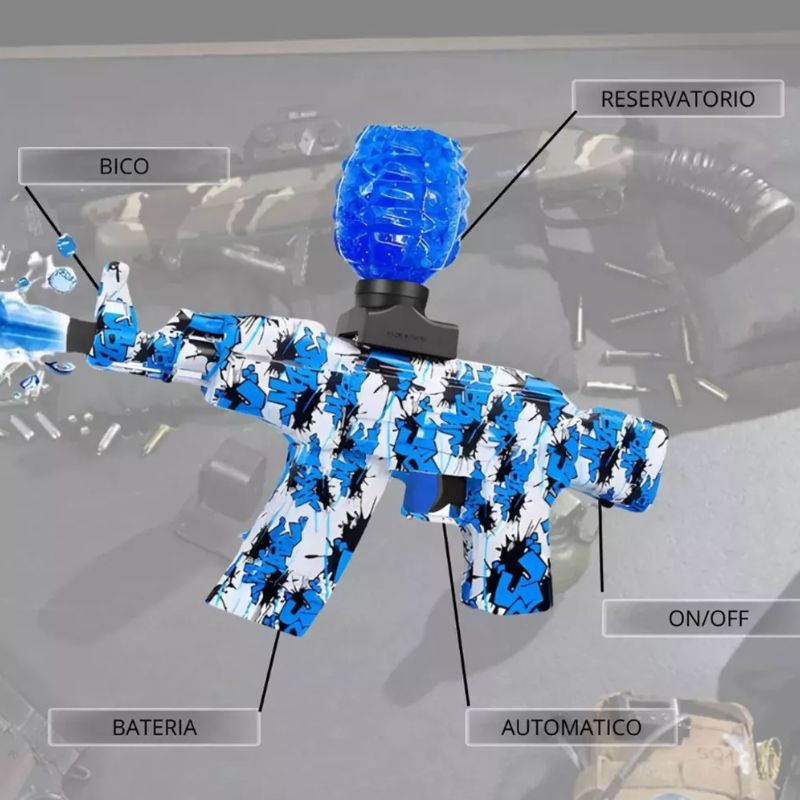 Arma Pistola Lançador de Bolinha de Gel Recarregável AK 47