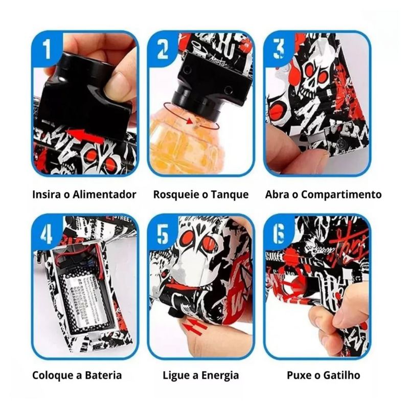Arma Pistola Lançador de Bolinha de Gel Recarregável AK 47