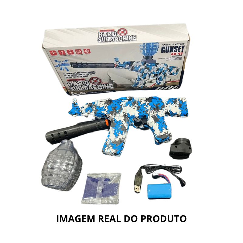 Arma Pistola Lançador de Bolinha de Gel Recarregável AK 47