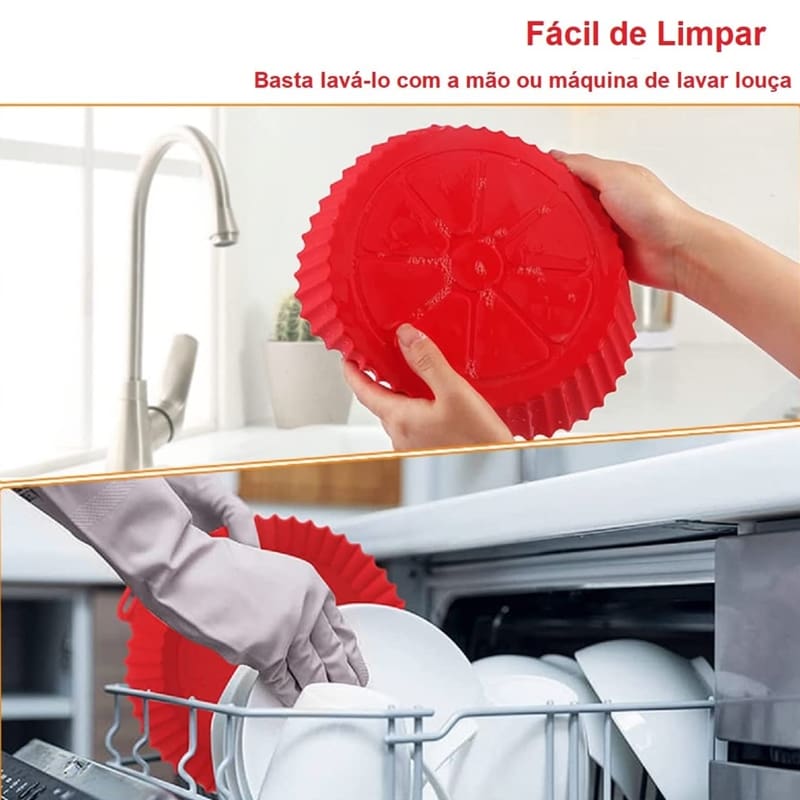 Forma Para Air Fryer De Silicone Antiaderente – Sem Sujeira