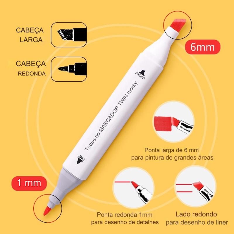 Kit De Canetas Marcador Permanente Ponta Dupla – 24 Cores