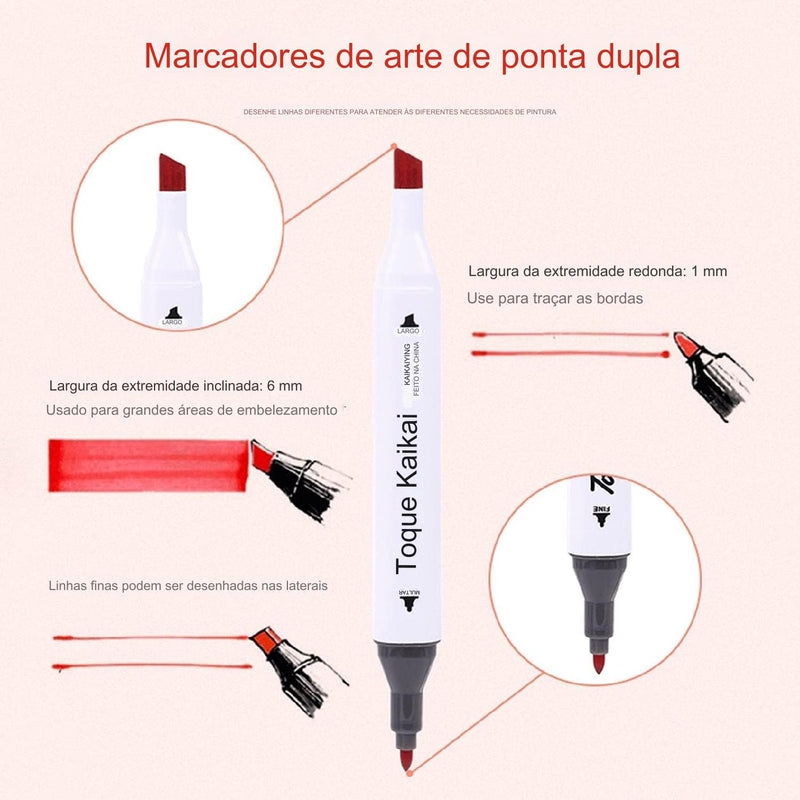 Kit De Canetas Marcador Permanente Ponta Dupla – 24 Cores