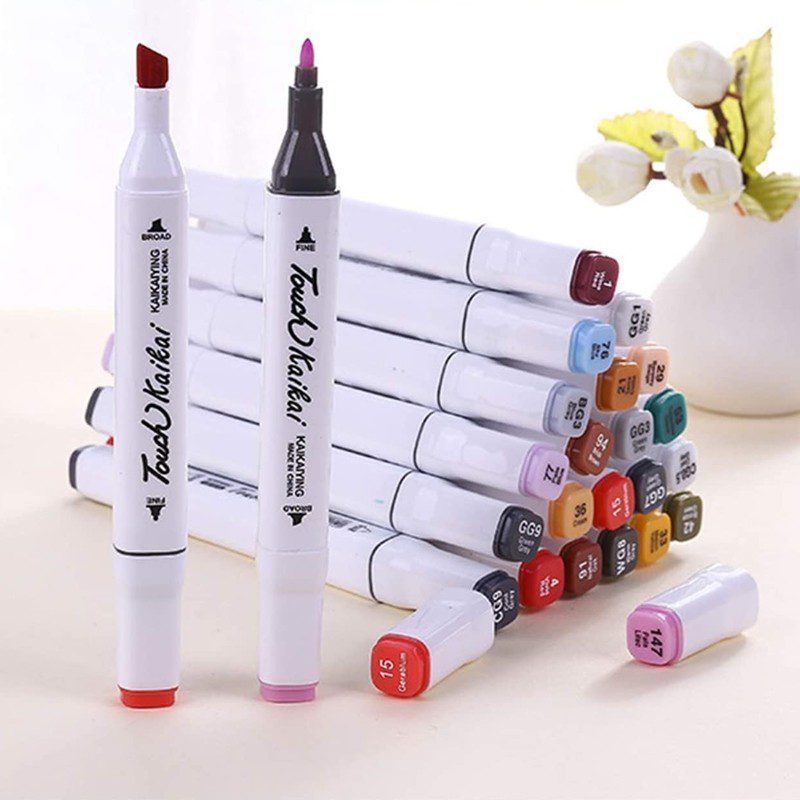 Kit De Canetas Marcador Permanente Ponta Dupla – 24 Cores