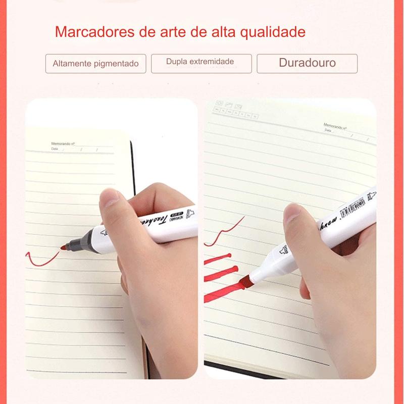 Kit De Canetas Marcador Permanente Ponta Dupla – 24 Cores